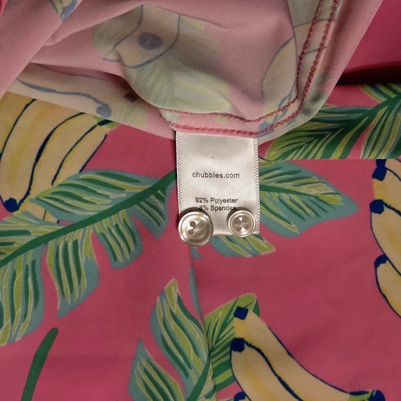 Chubbies Medium Pink Chiquita Banana and Leaf Print Men's Shirt - Picture 7 of 9